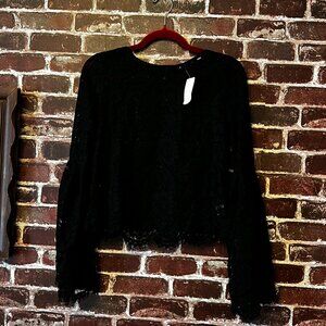 re:named Black Lace Bell Sleeve Blouse